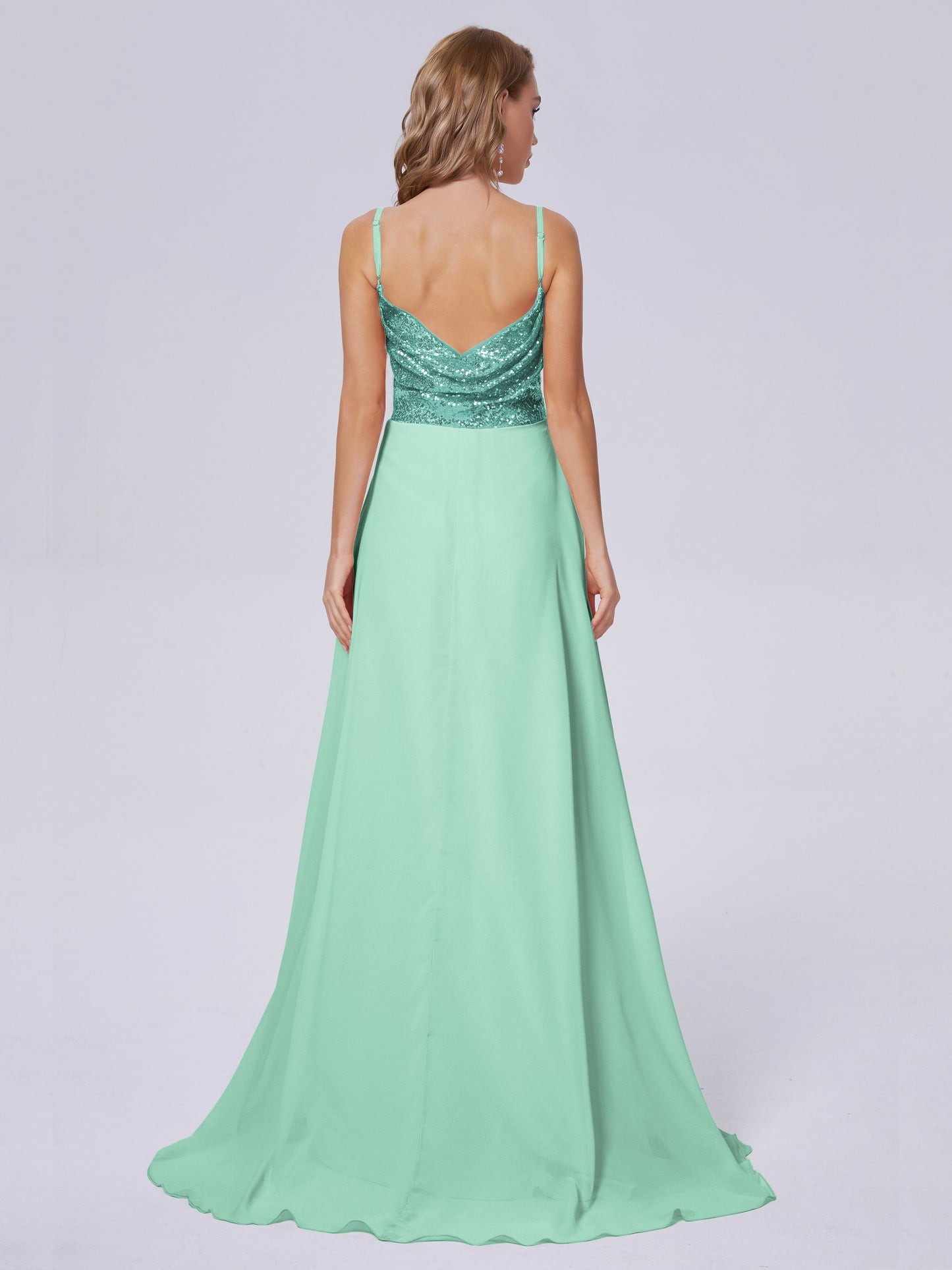 Alaina Sparkly Split Sequin Long Bridesmaid Dresses