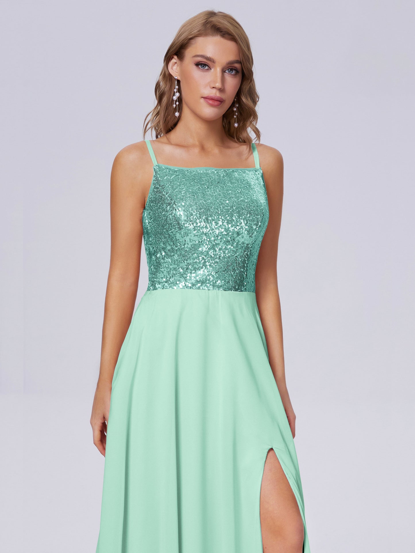 Alaina Sparkly Split Sequin Long Bridesmaid Dresses