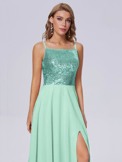 Alaina Sparkly Split Sequin Long Bridesmaid Dresses