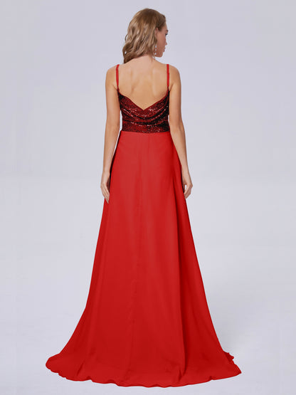 Alaina Sparkly Split Sequin Long Bridesmaid Dresses
