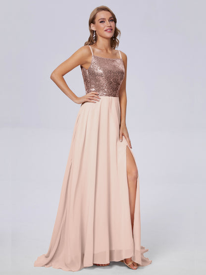 Alaina Sparkly Split Sequin Long Bridesmaid Dresses