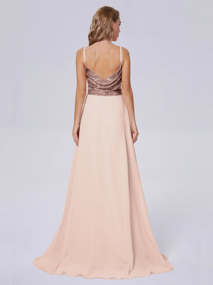 Alaina Sparkly Split Sequin Long Bridesmaid Dresses