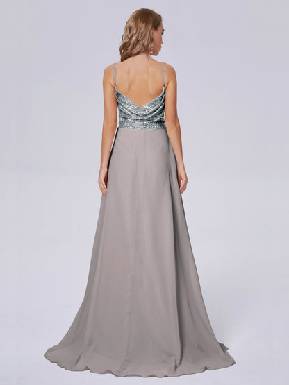 Alaina Sparkly Split Sequin Long Bridesmaid Dresses