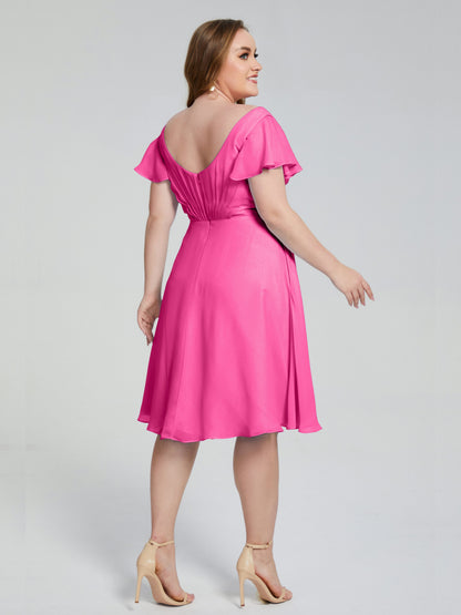 Alina Affordable Plus Size Short Bridesmaid Dresses with Sleeves