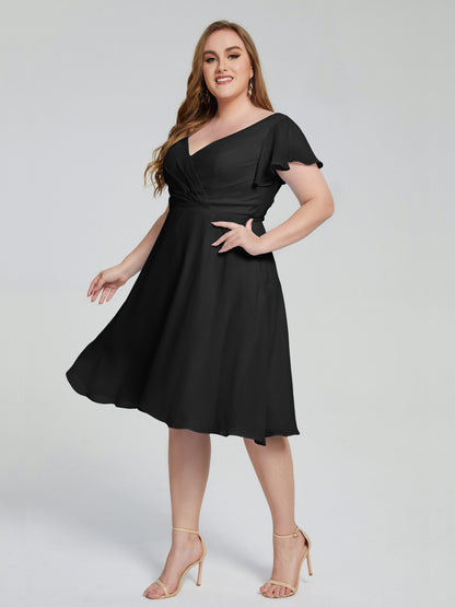 Alina Affordable Plus Size Short Bridesmaid Dresses with Sleeves
