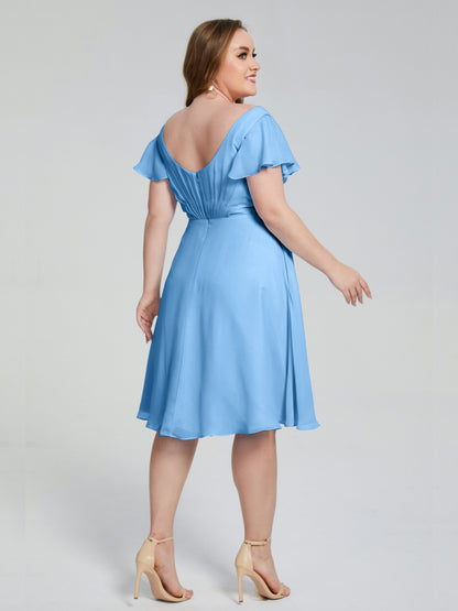 Alina Affordable Plus Size Short Bridesmaid Dresses with Sleeves