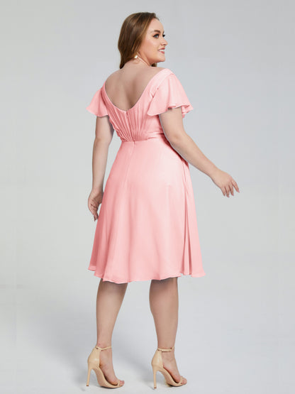 Alina Affordable Plus Size Short Bridesmaid Dresses with Sleeves