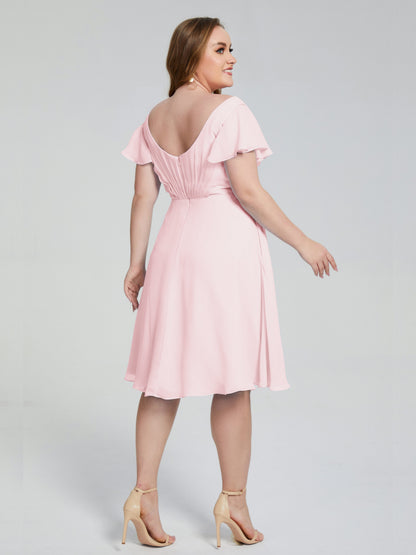 Alina Affordable Plus Size Short Bridesmaid Dresses with Sleeves