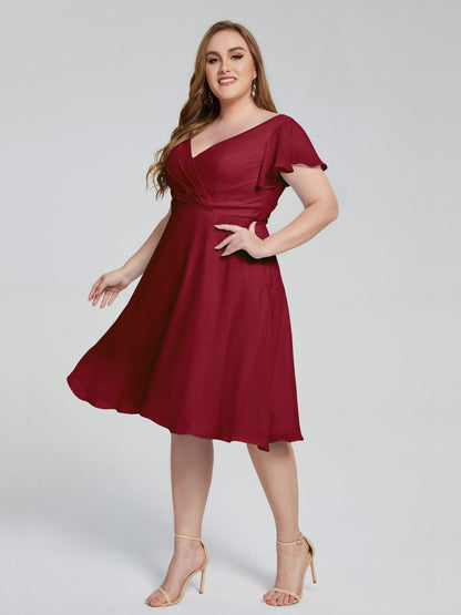 Alina Affordable Plus Size Short Bridesmaid Dresses with Sleeves