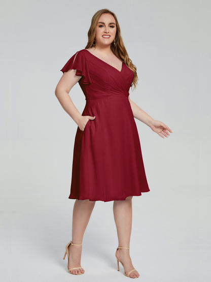 Alina Affordable Plus Size Short Bridesmaid Dresses with Sleeves