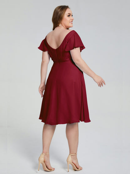 Alina Affordable Plus Size Short Bridesmaid Dresses with Sleeves
