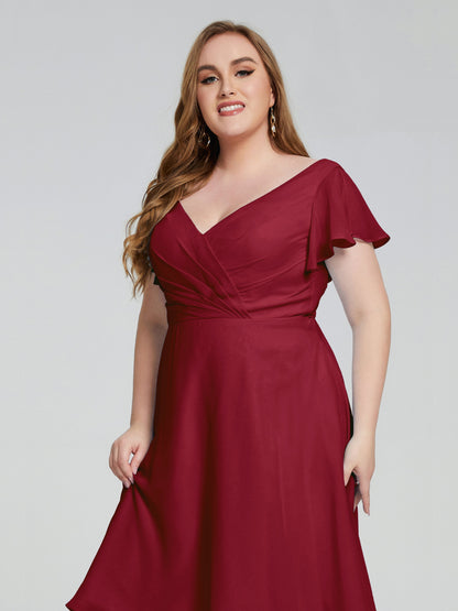 Alina Affordable Plus Size Short Bridesmaid Dresses with Sleeves