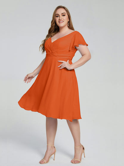 Alina Affordable Plus Size Short Bridesmaid Dresses with Sleeves