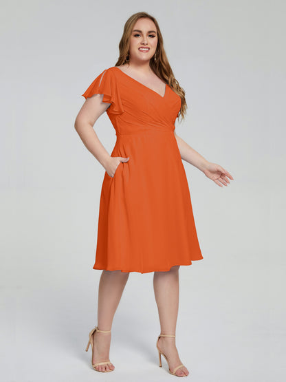Alina Affordable Plus Size Short Bridesmaid Dresses with Sleeves