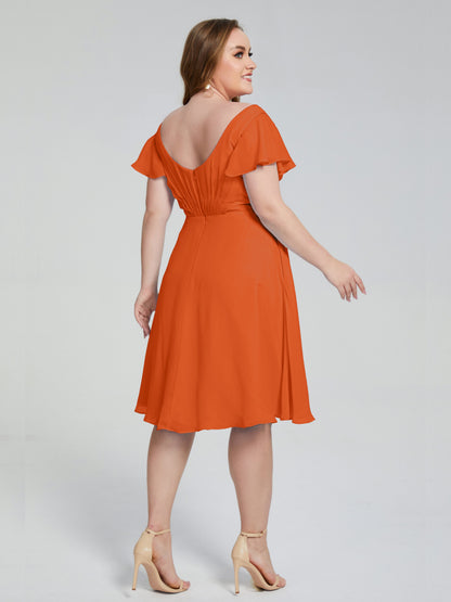 Alina Affordable Plus Size Short Bridesmaid Dresses with Sleeves