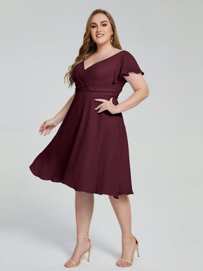 Alina Affordable Plus Size Short Bridesmaid Dresses with Sleeves
