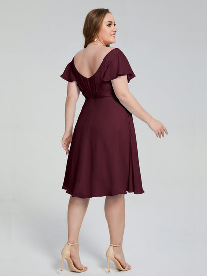 Alina Affordable Plus Size Short Bridesmaid Dresses with Sleeves