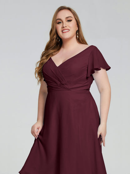 Alina Affordable Plus Size Short Bridesmaid Dresses with Sleeves