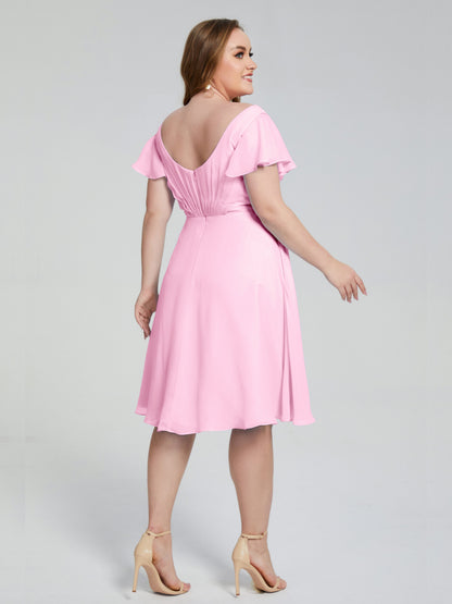 Alina Affordable Plus Size Short Bridesmaid Dresses with Sleeves