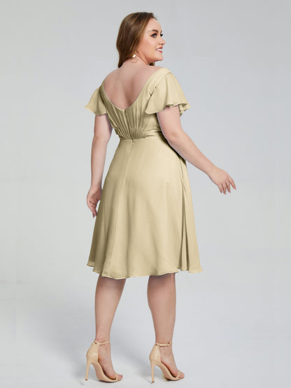 Alina Affordable Plus Size Short Bridesmaid Dresses with Sleeves