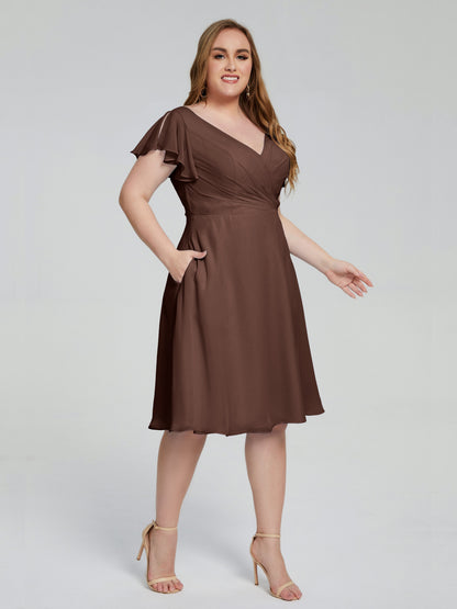 Alina Affordable Plus Size Short Bridesmaid Dresses with Sleeves