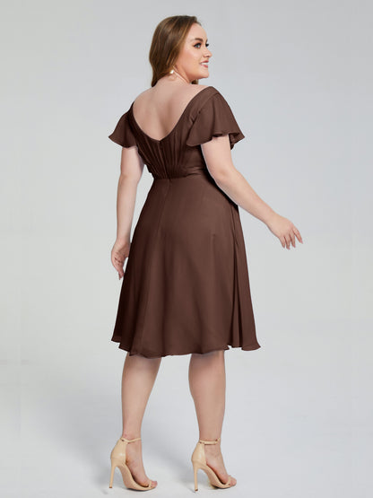 Alina Affordable Plus Size Short Bridesmaid Dresses with Sleeves