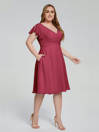 Alina Affordable Plus Size Short Bridesmaid Dresses with Sleeves