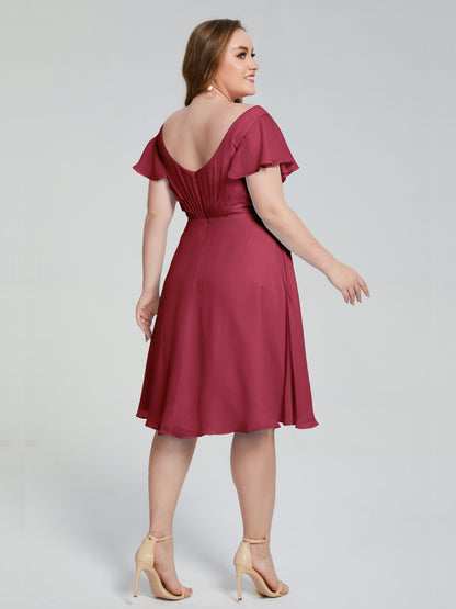 Alina Affordable Plus Size Short Bridesmaid Dresses with Sleeves