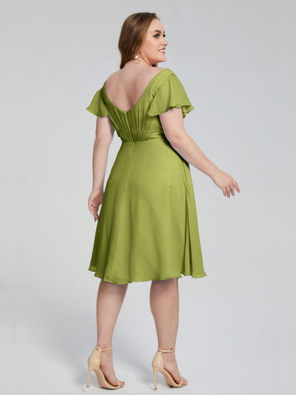 Alina Affordable Plus Size Short Bridesmaid Dresses with Sleeves