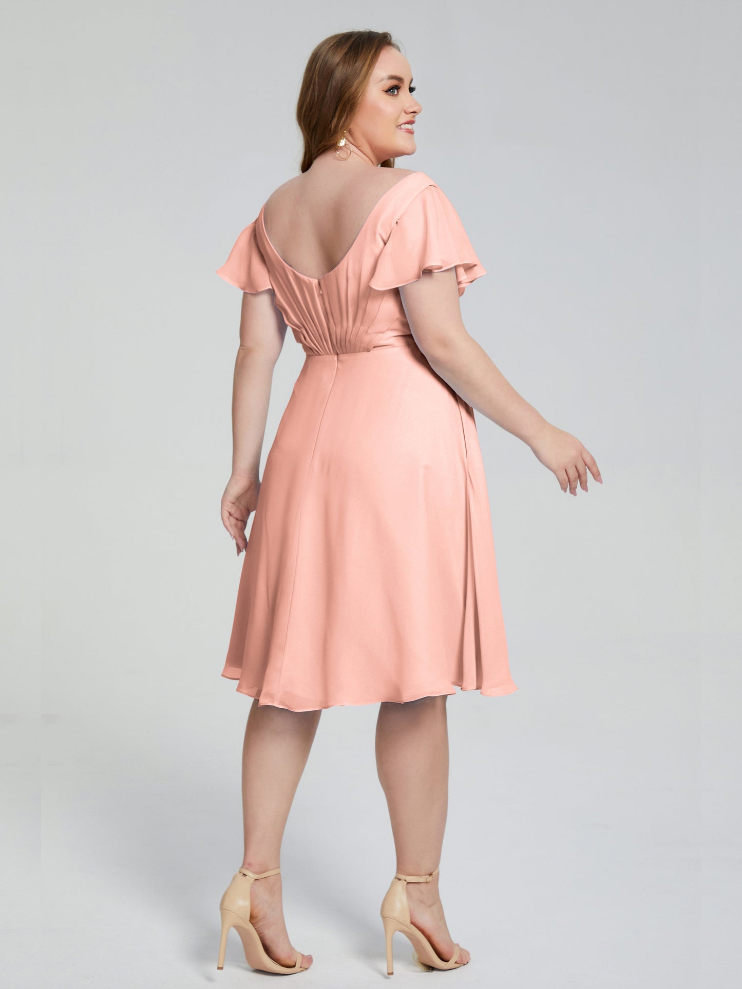 Alina Affordable Plus Size Short Bridesmaid Dresses with Sleeves