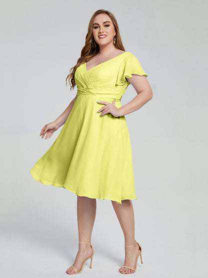 Alina Affordable Plus Size Short Bridesmaid Dresses with Sleeves