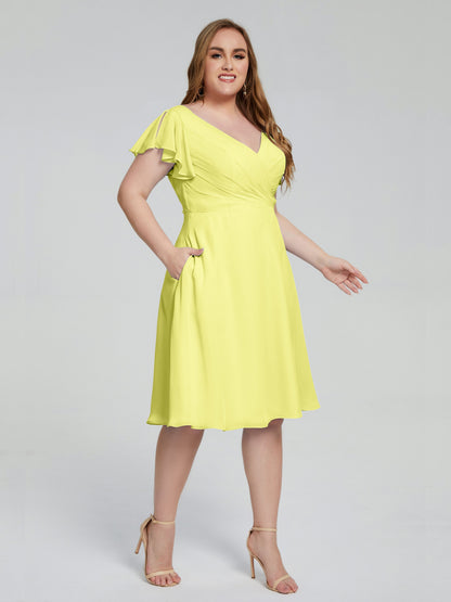 Alina Affordable Plus Size Short Bridesmaid Dresses with Sleeves