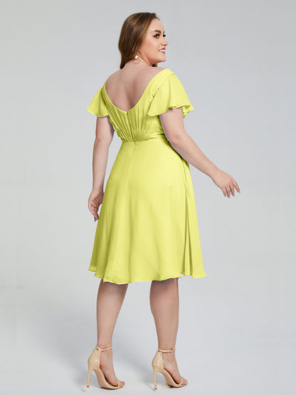 Alina Affordable Plus Size Short Bridesmaid Dresses with Sleeves