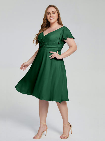 Alina Affordable Plus Size Short Bridesmaid Dresses with Sleeves