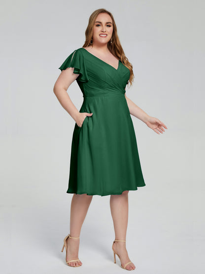 Alina Affordable Plus Size Short Bridesmaid Dresses with Sleeves