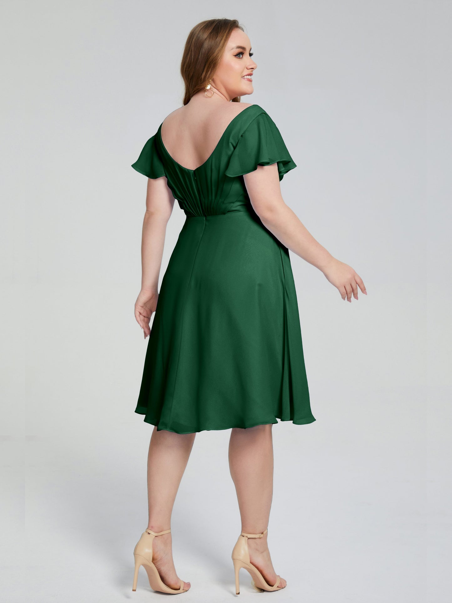 Alina Affordable Plus Size Short Bridesmaid Dresses with Sleeves
