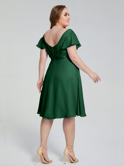 Alina Affordable Plus Size Short Bridesmaid Dresses with Sleeves