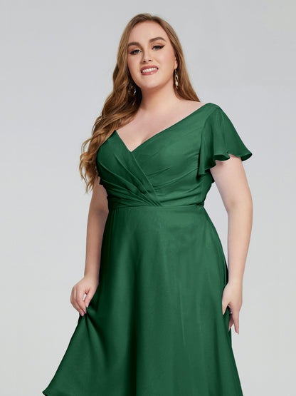 Alina Affordable Plus Size Short Bridesmaid Dresses with Sleeves