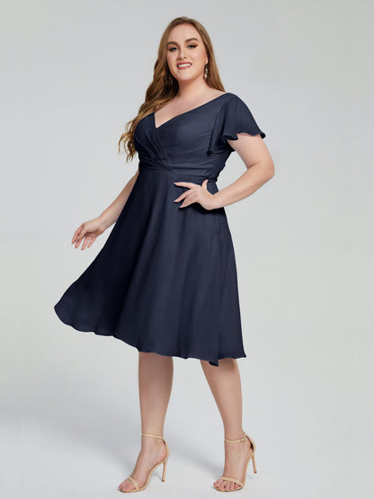Alina Affordable Plus Size Short Bridesmaid Dresses with Sleeves