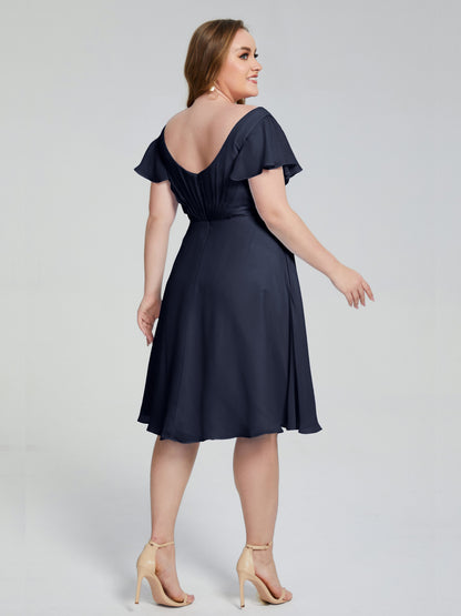 Alina Affordable Plus Size Short Bridesmaid Dresses with Sleeves