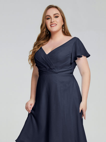 Alina Affordable Plus Size Short Bridesmaid Dresses with Sleeves