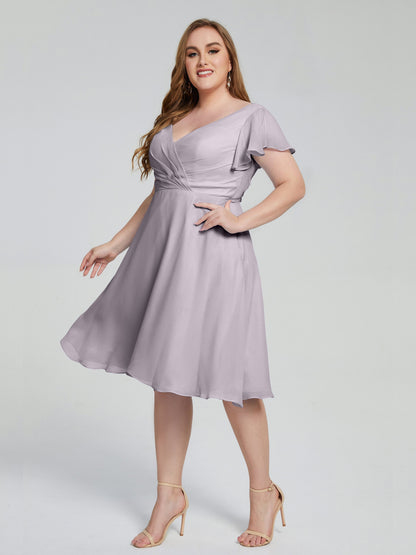 Alina Affordable Plus Size Short Bridesmaid Dresses with Sleeves