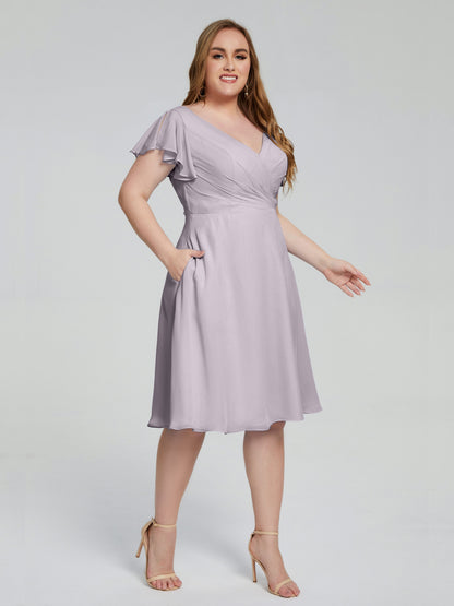 Alina Affordable Plus Size Short Bridesmaid Dresses with Sleeves