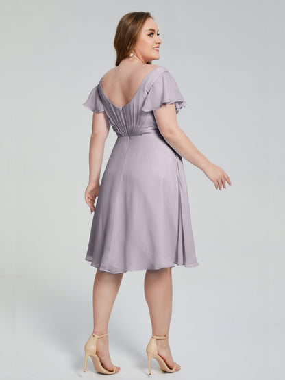 Alina Affordable Plus Size Short Bridesmaid Dresses with Sleeves