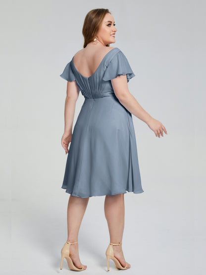 Alina Affordable Plus Size Short Bridesmaid Dresses with Sleeves