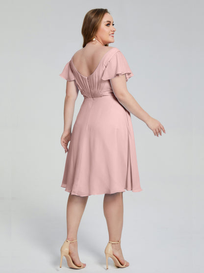 Alina Affordable Plus Size Short Bridesmaid Dresses with Sleeves