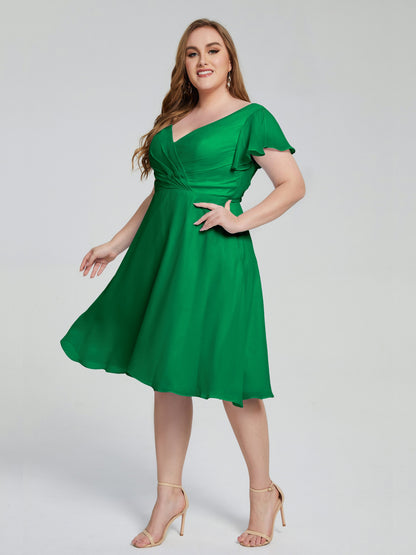 Alina Affordable Plus Size Short Bridesmaid Dresses with Sleeves