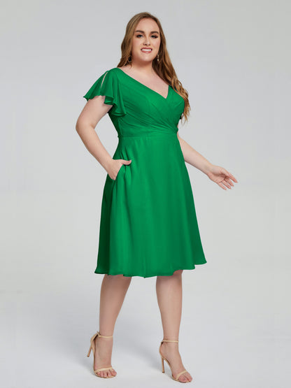 Alina Affordable Plus Size Short Bridesmaid Dresses with Sleeves