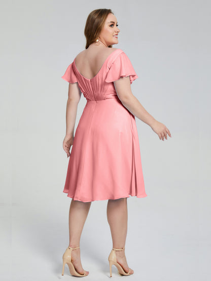 Alina Affordable Plus Size Short Bridesmaid Dresses with Sleeves