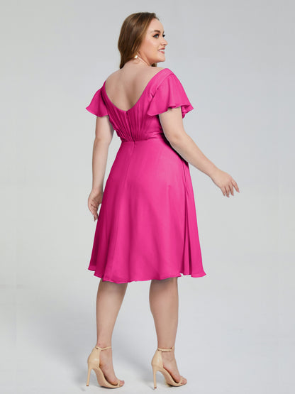 Alina Affordable Plus Size Short Bridesmaid Dresses with Sleeves
